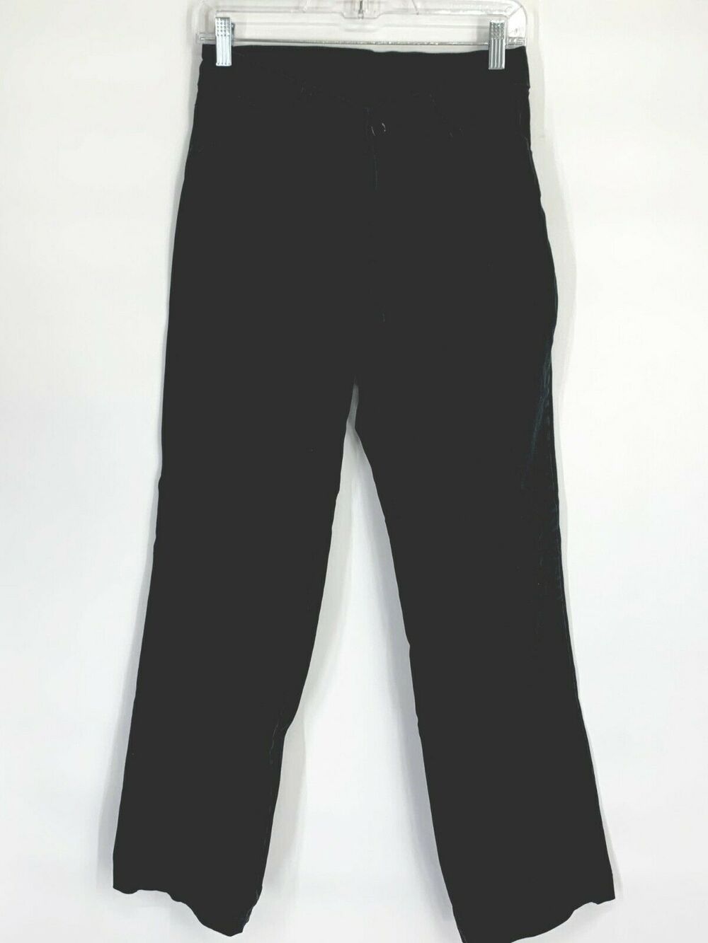 Solid Black Denim Full Length Pants